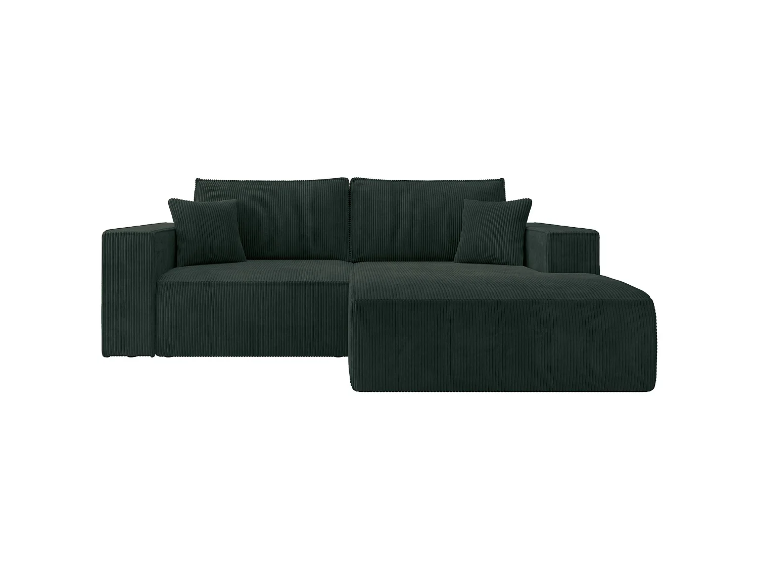 Canapé d’angle convertible – en velours côtelé – vert foncé – droite – FARESE MINI