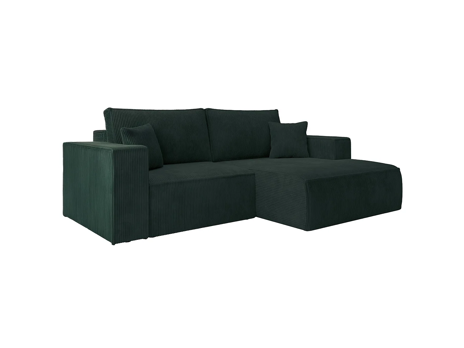 Canapé d’angle convertible – en velours côtelé – vert foncé – droite – FARESE MINI