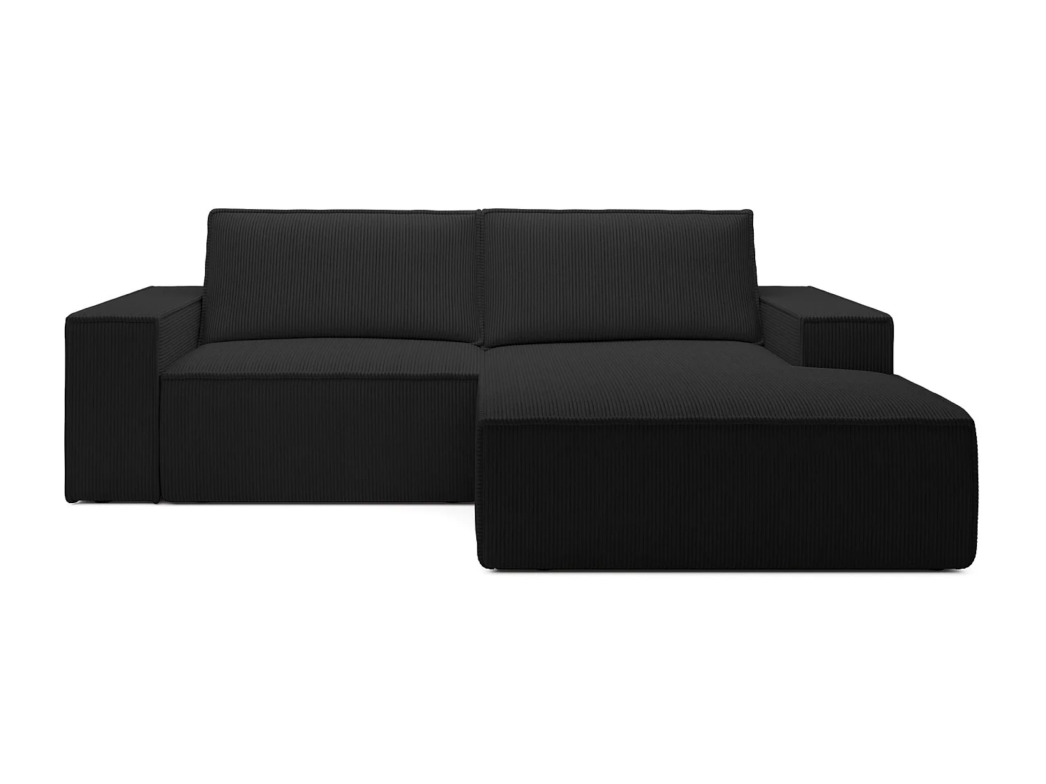 Canapé d’angle convertible – en velours côtelé – noir – droite – FARESE MINI