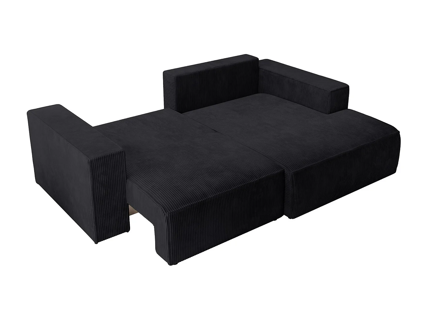 Canapé d’angle convertible – en velours côtelé – noir – droite – FARESE MINI