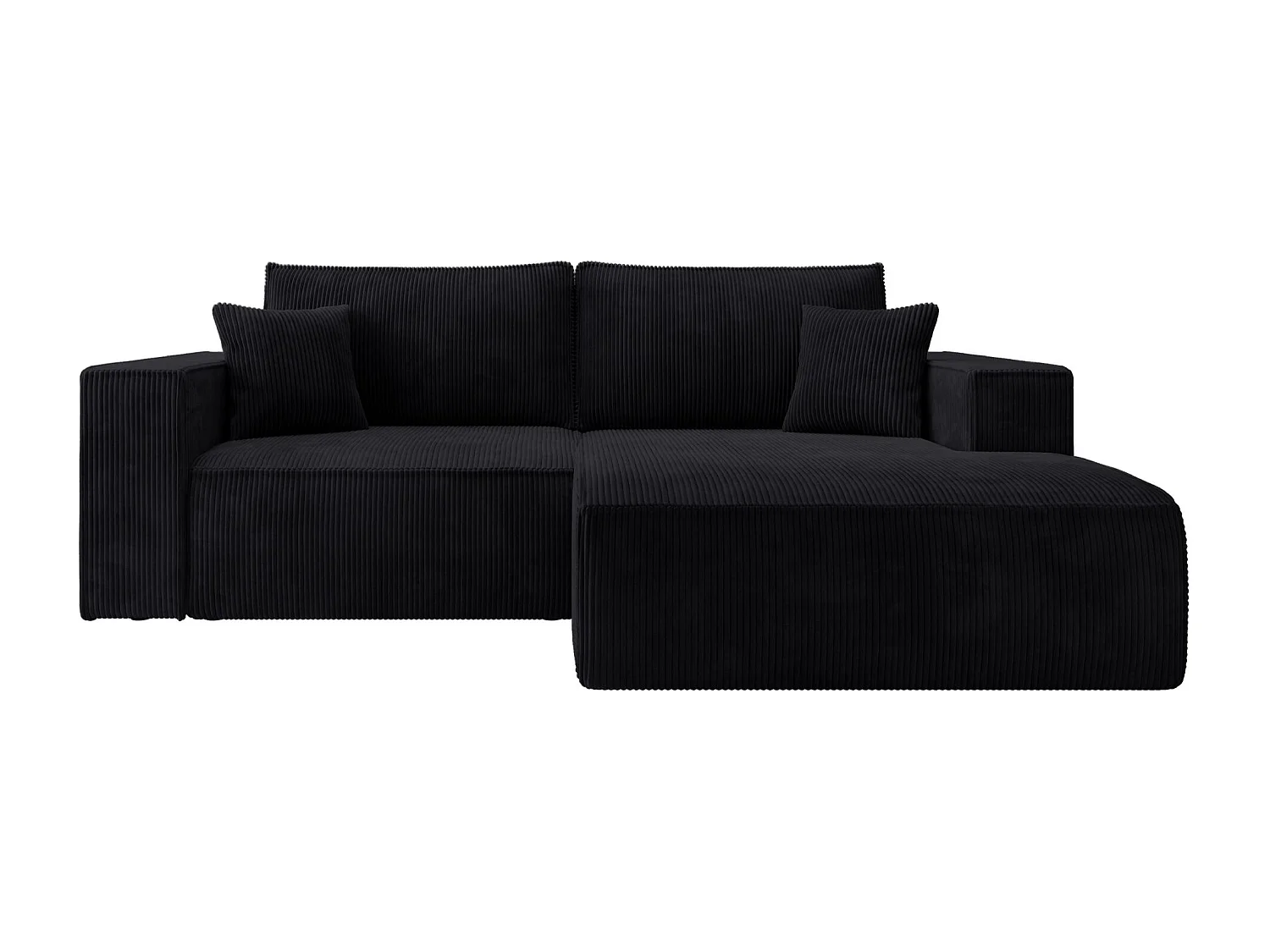 Canapé d’angle convertible – en velours côtelé – noir – droite – FARESE MINI