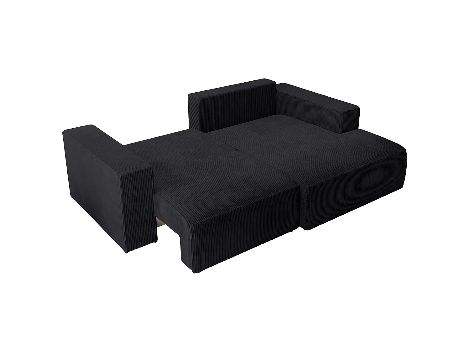 Ecksofa mit Cordbezug – Schlaffunktion und Stauraum – Schwarz – rechts – FARESE MINI