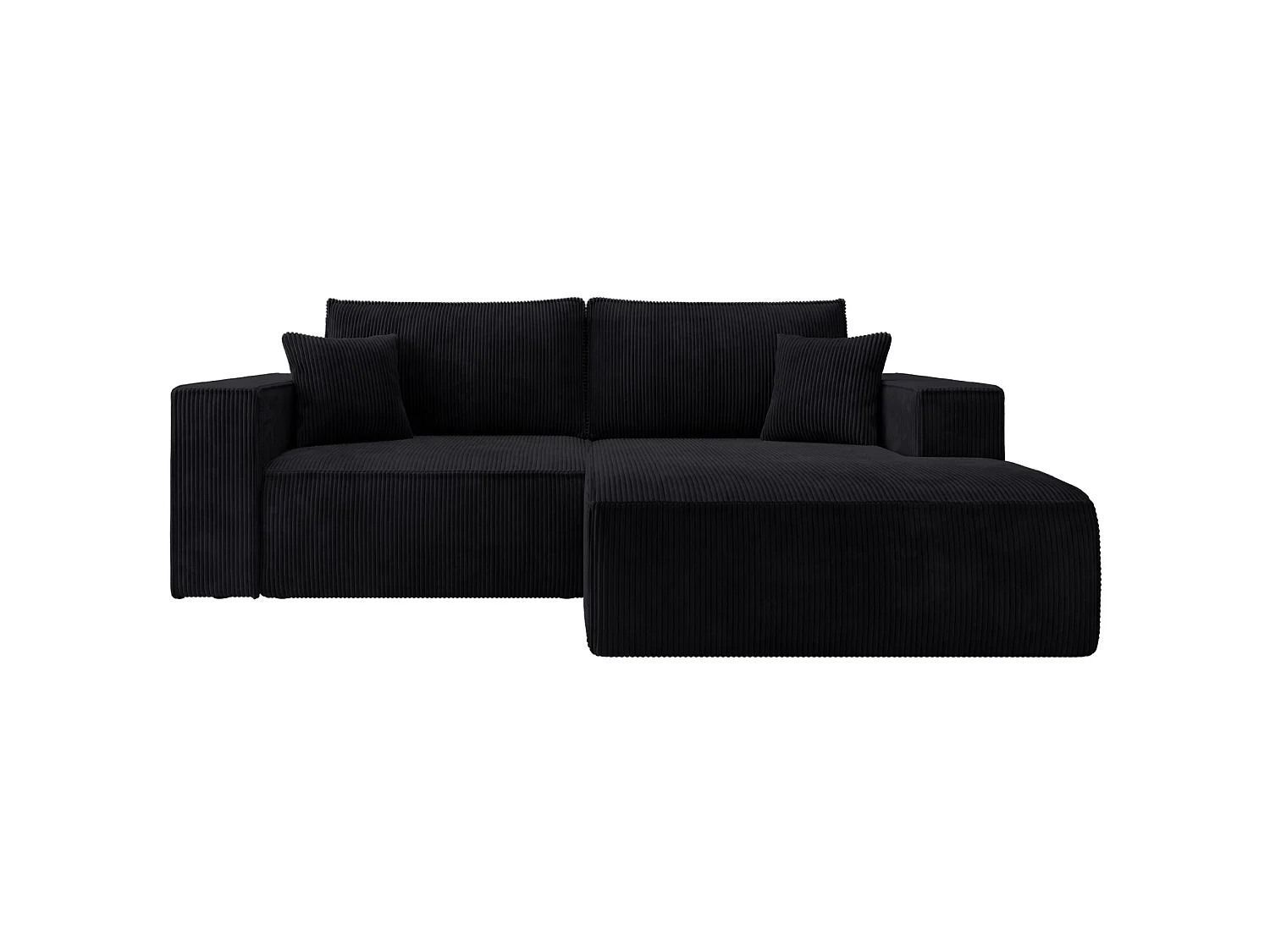 Ecksofa mit Cordbezug – Schlaffunktion und Stauraum – Schwarz – rechts – FARESE MINI