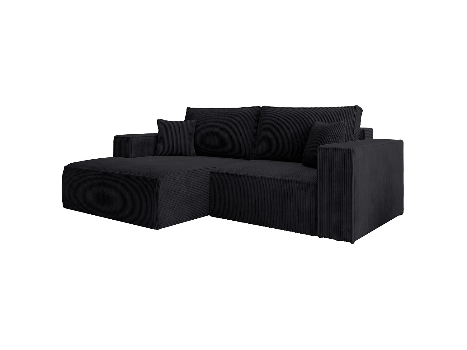 Ecksofa mit Cordbezug – Schlaffunktion und Stauraum – Schwarz – rechts – FARESE MINI