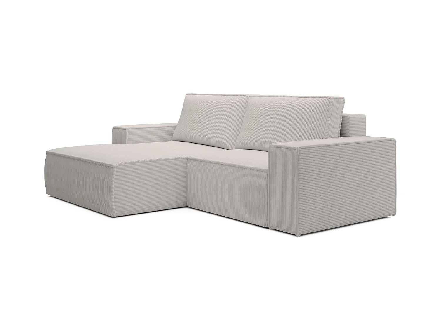 Hoekbank met ribfluweel – slaapfunctie en opbergruimte – grijs-beige – links – FARESE MINI