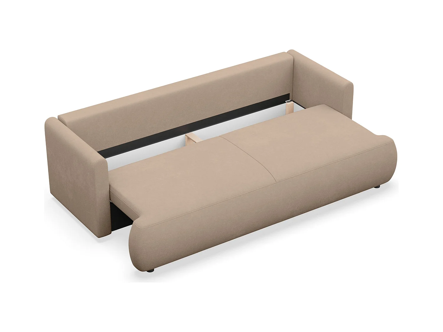 Canapé convertible 3 places – chenille Easy-Clean – beige – OVO MINI