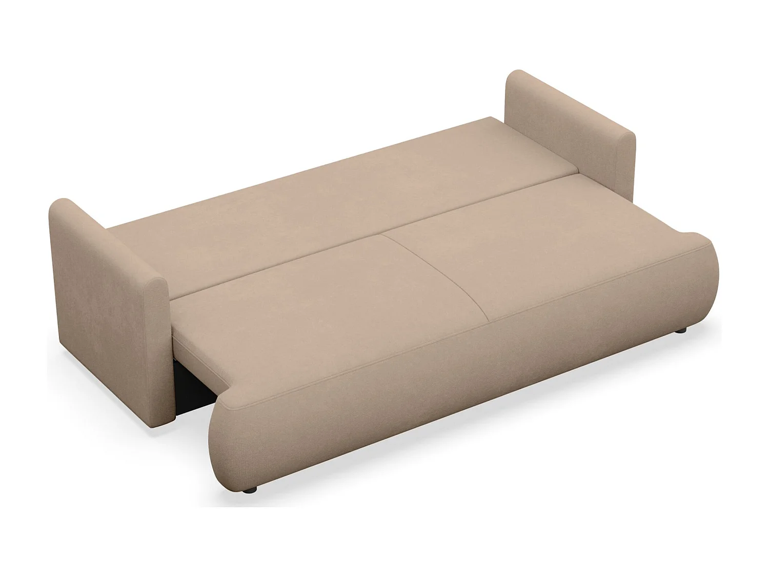 3-Sitzer Schlafsofa mit Bettkasten, Chenille Easy-Clean, beige - OVO MINI