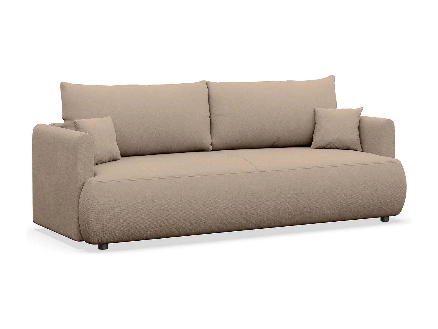 3-Sitzer Schlafsofa mit Bettkasten, Chenille Easy-Clean, beige - OVO MINI