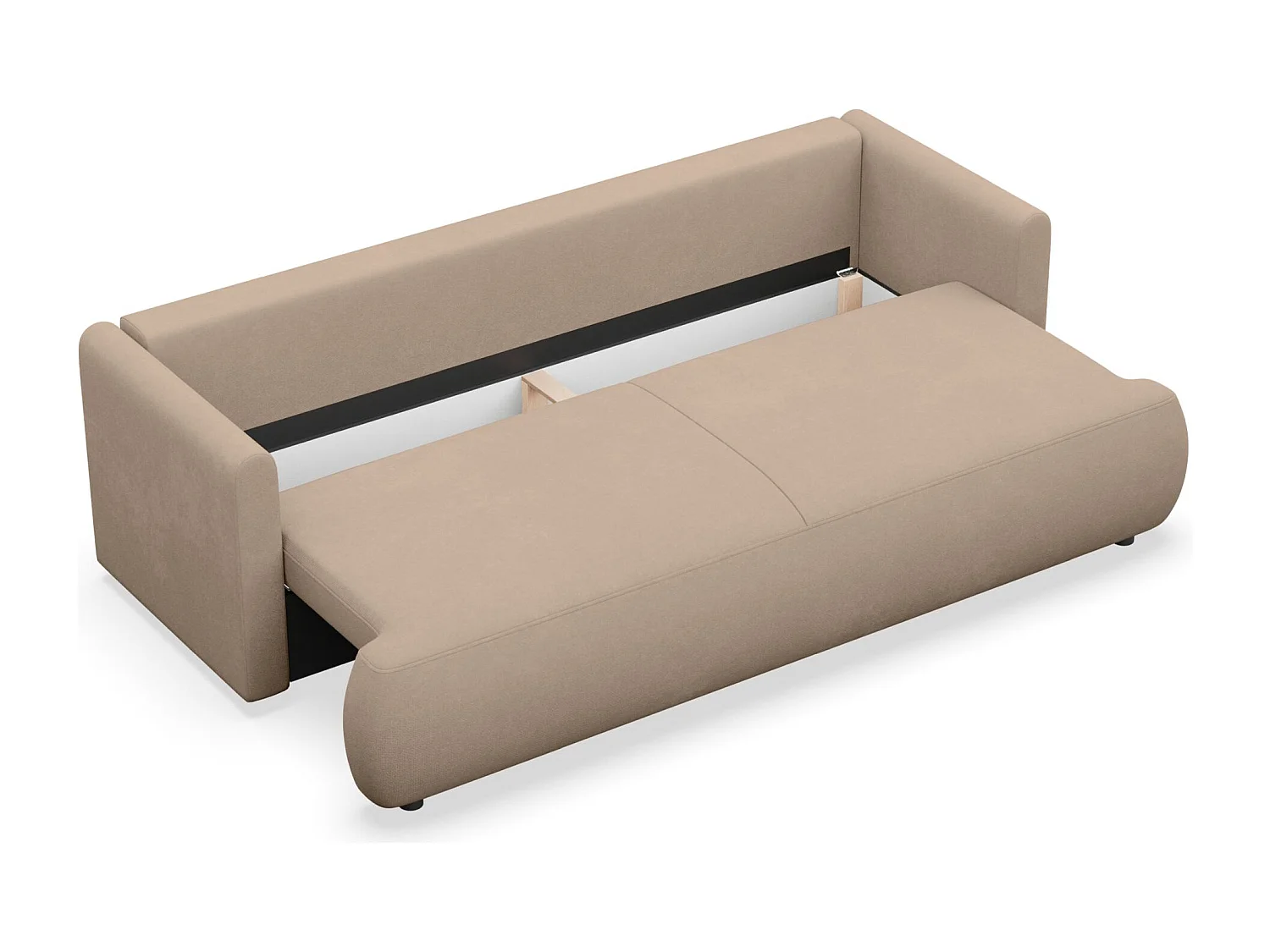 3-Sitzer Schlafsofa mit Bettkasten, Chenille Easy-Clean, beige - OVO MINI