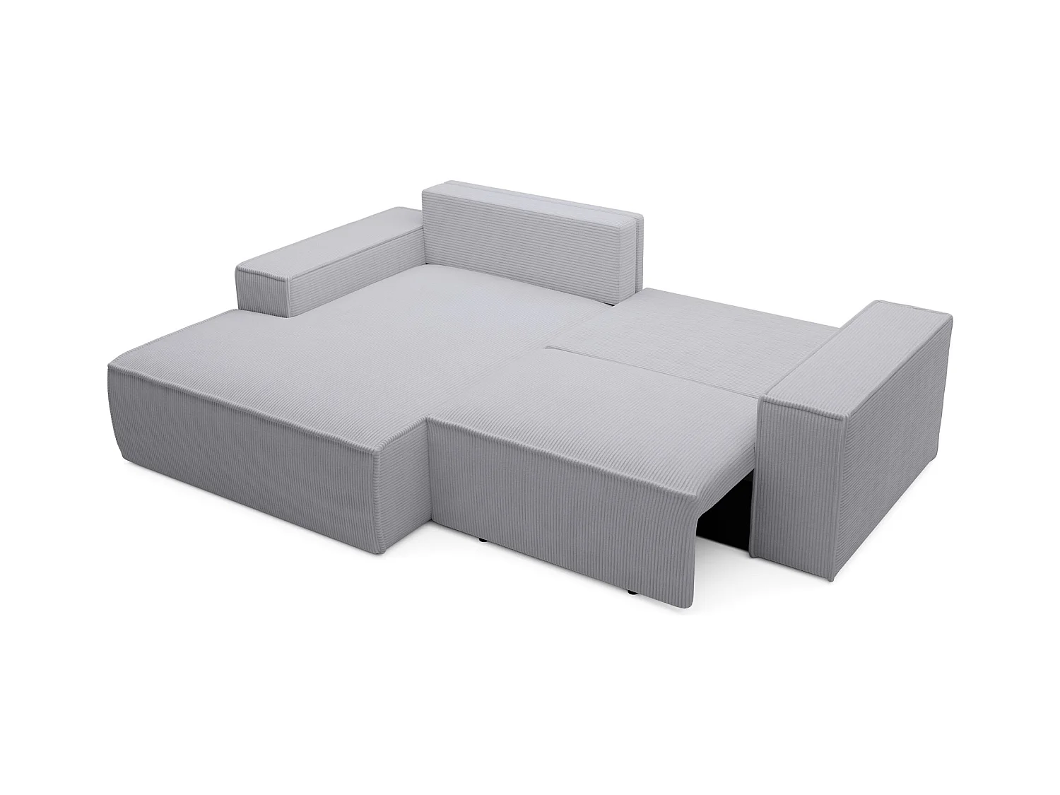 Canapé d’angle convertible – en velours côtelé – gris clair – gauche – FARESE MINI