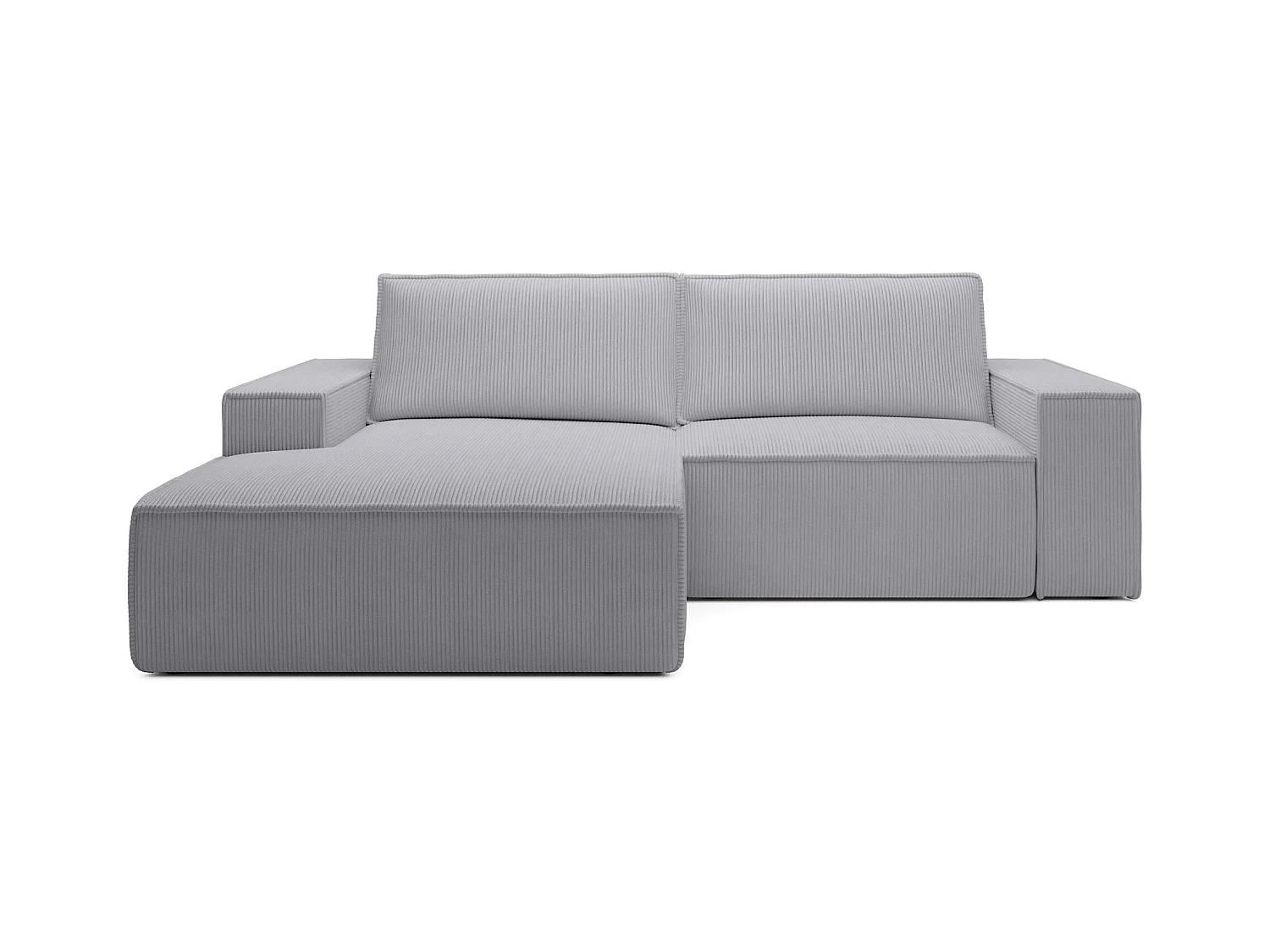 Canapé d’angle convertible – en velours côtelé – gris clair – gauche – FARESE MINI