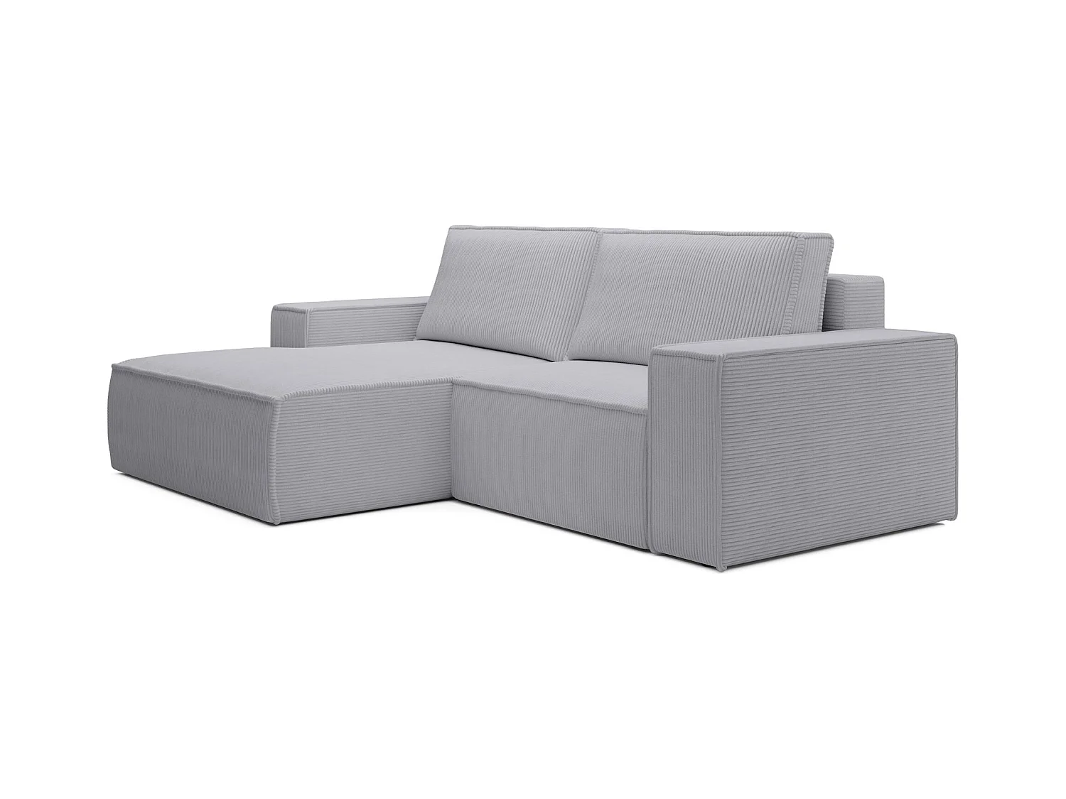 Canapé d’angle convertible – en velours côtelé – gris clair – gauche – FARESE MINI