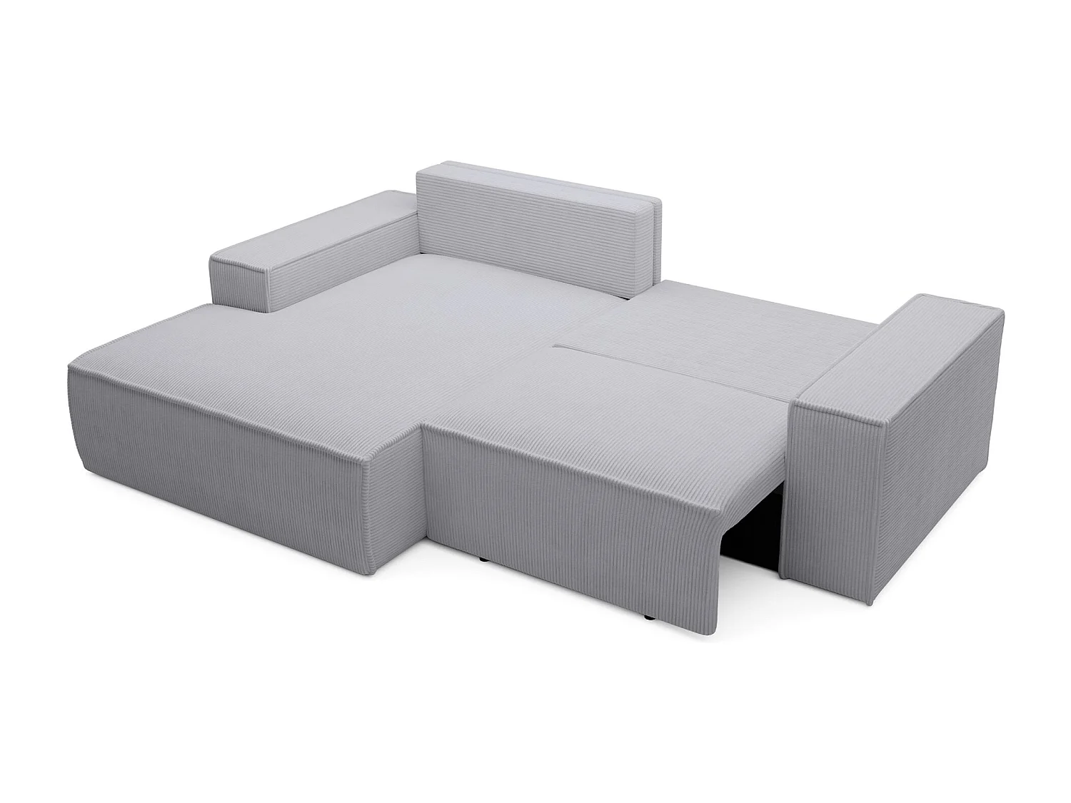 Canapé d’angle convertible – en velours côtelé – gris clair – gauche – FARESE MINI