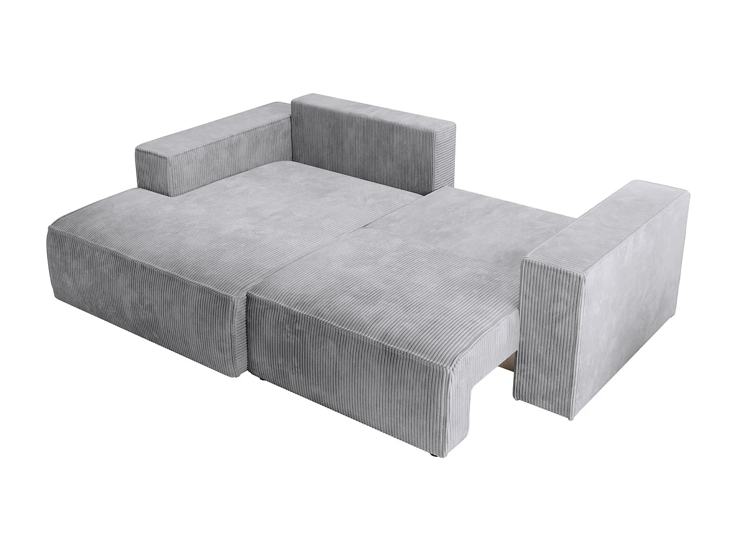 Canapé d’angle convertible – en velours côtelé – gris clair – gauche – FARESE MINI