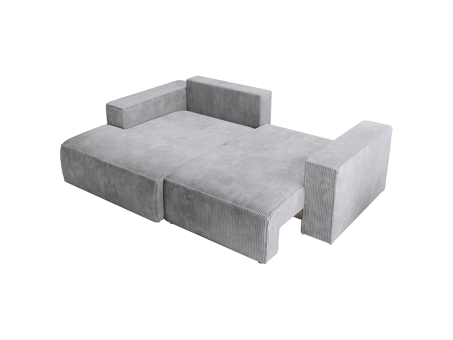 Canapé d’angle convertible – en velours côtelé – gris clair – gauche – FARESE MINI