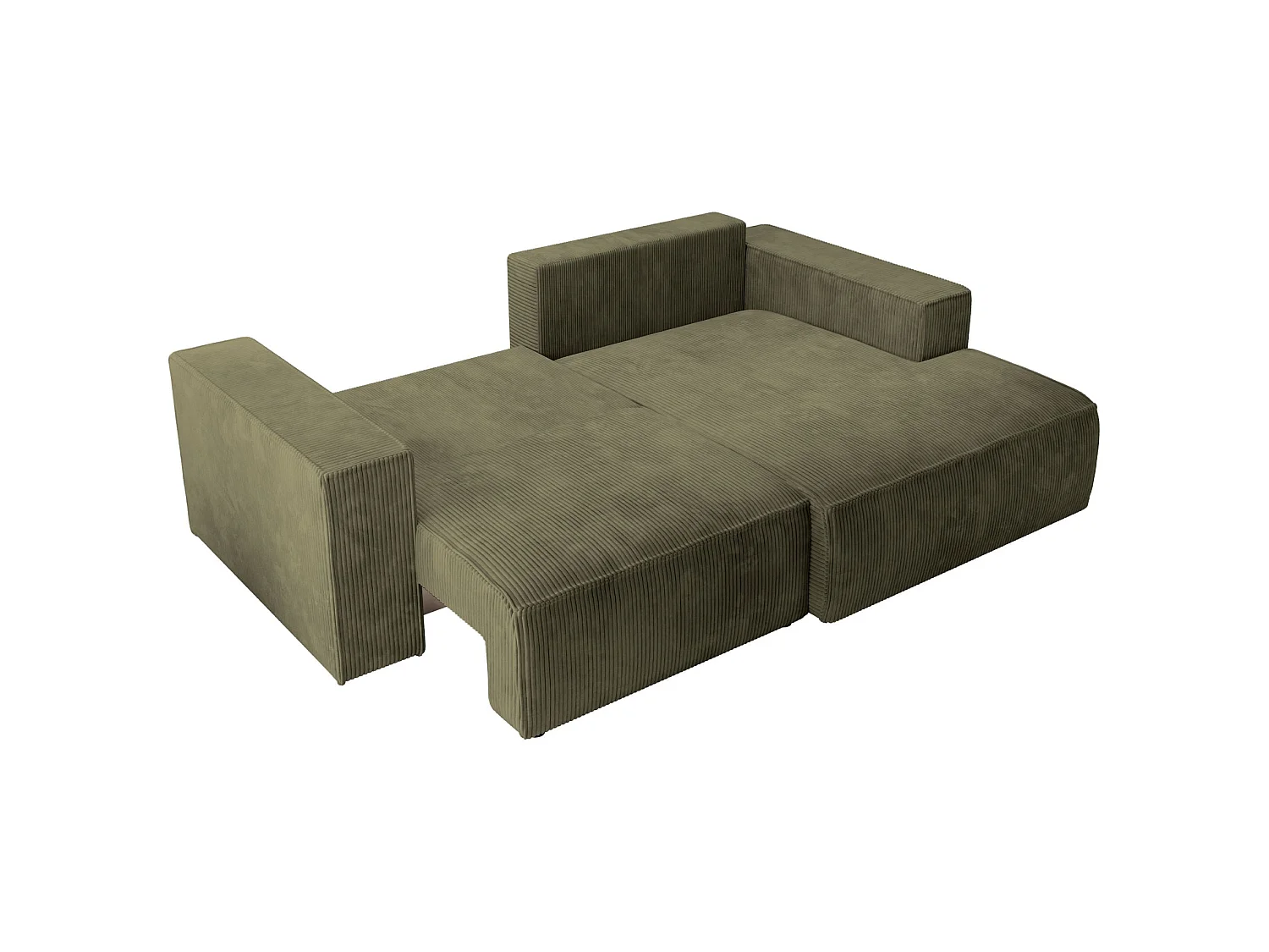 Ecksofa mit Cordbezug – Schlaffunktion und Stauraum – Olivgrün – rechts – FARESE MINI