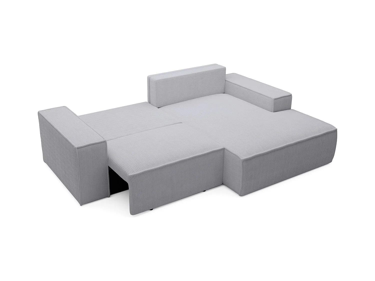 Canapé d’angle convertible – en velours côtelé – gris clair – droite – FARESE MINI