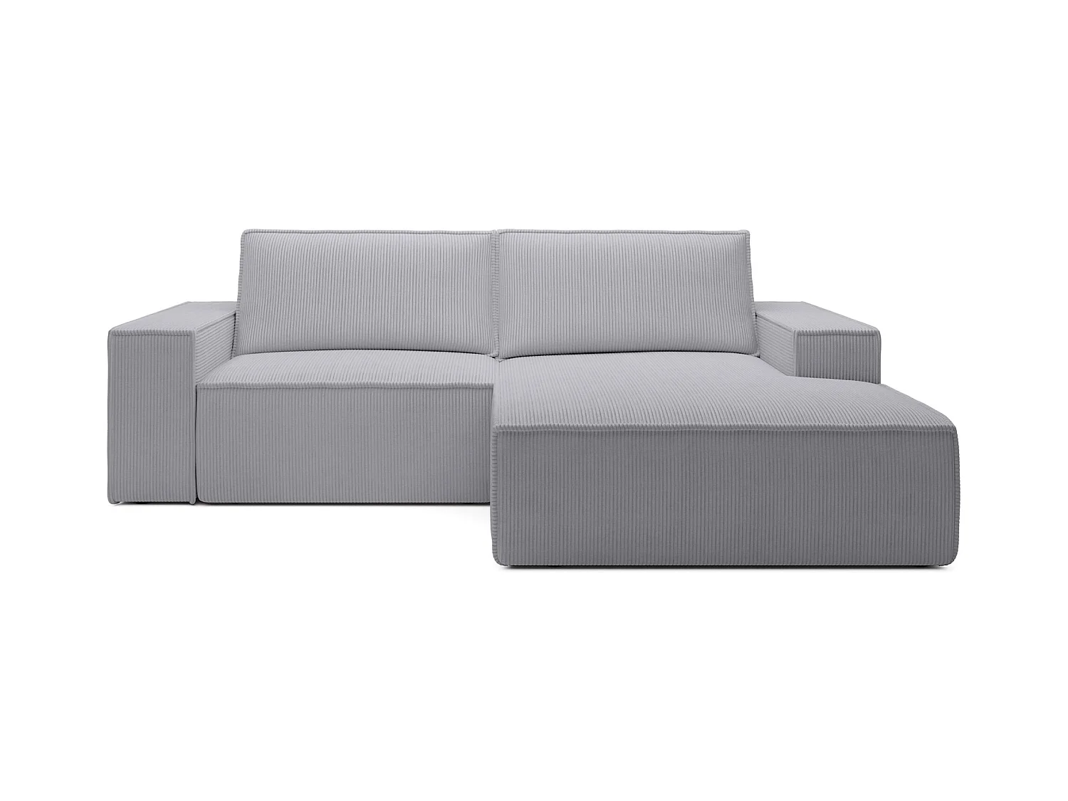 Canapé d’angle convertible – en velours côtelé – gris clair – droite – FARESE MINI