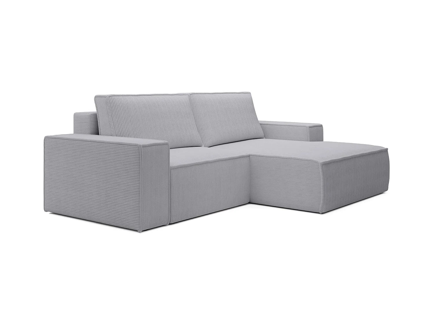 Canapé d’angle convertible – en velours côtelé – gris clair – droite – FARESE MINI