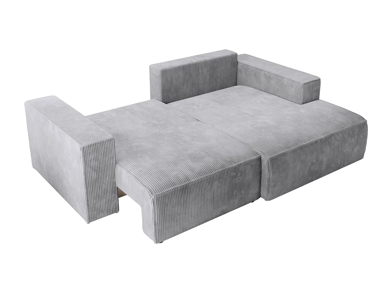 Canapé d’angle convertible – en velours côtelé – gris clair – droite – FARESE MINI
