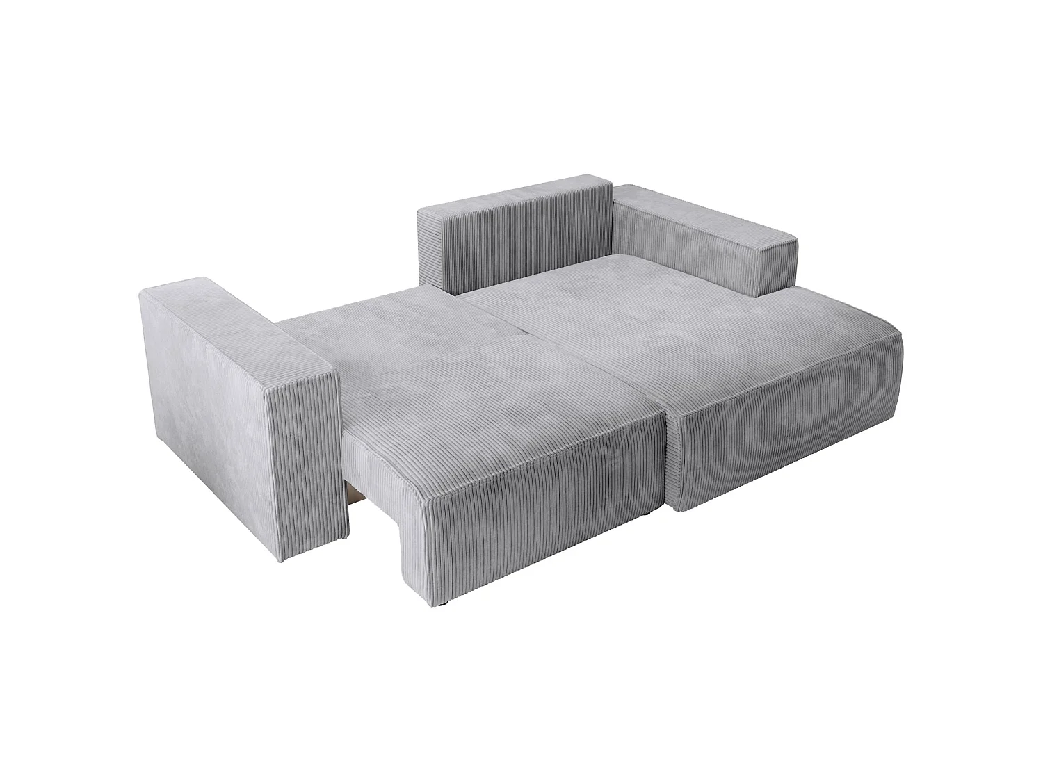 Canapé d’angle convertible – en velours côtelé – gris clair – droite – FARESE MINI