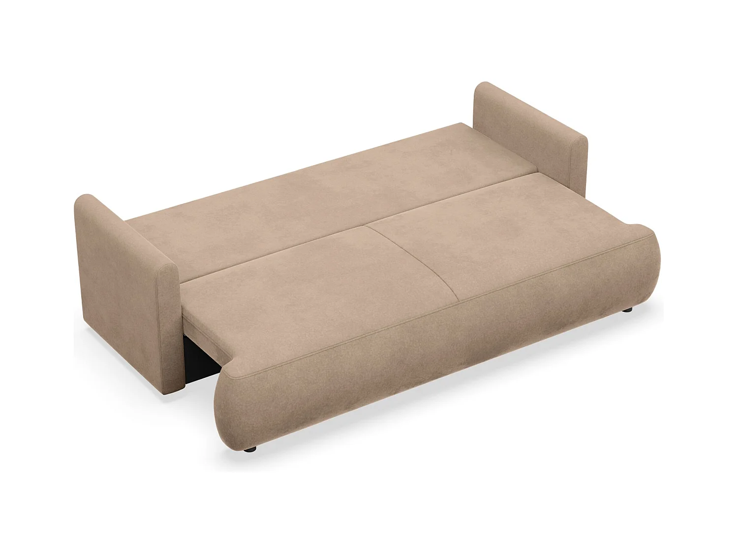 Canapé convertible 3 places – velours Easy-Clean – beige – OVO MINI