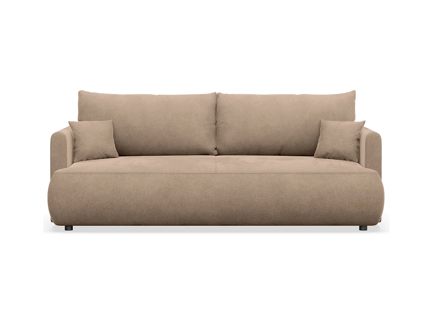 Canapé convertible 3 places – velours Easy-Clean – beige – OVO MINI