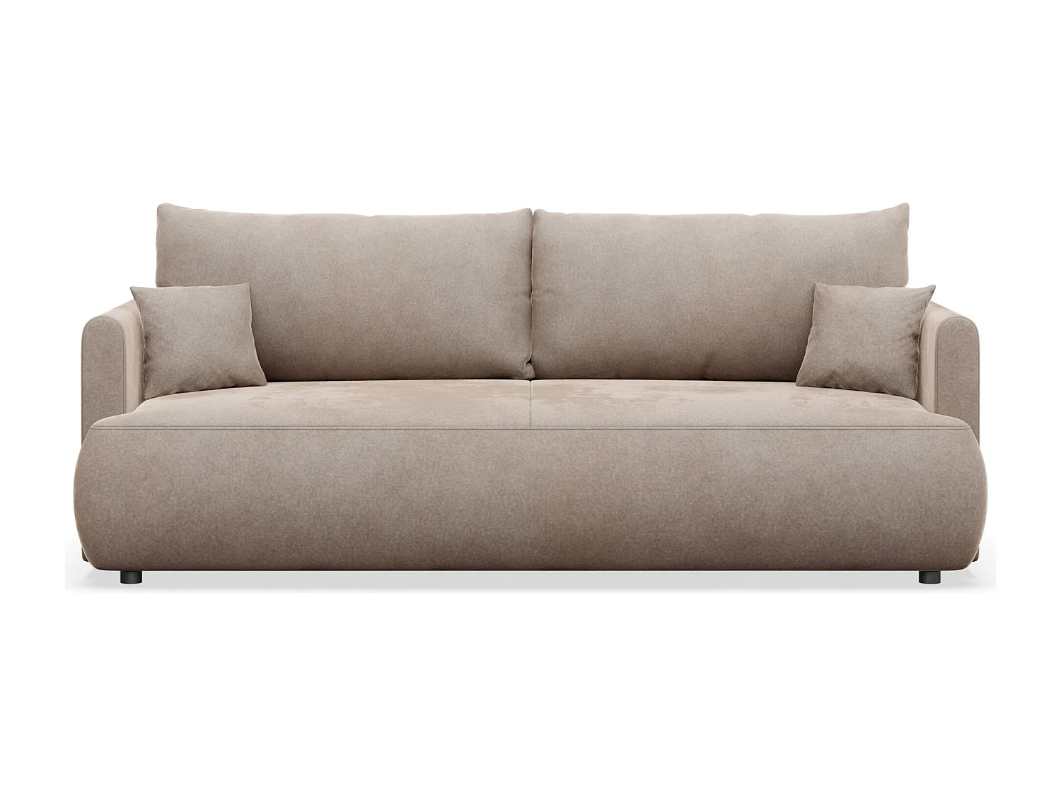 Canapé convertible 3 places – velours Easy-Clean – beige – OVO MINI