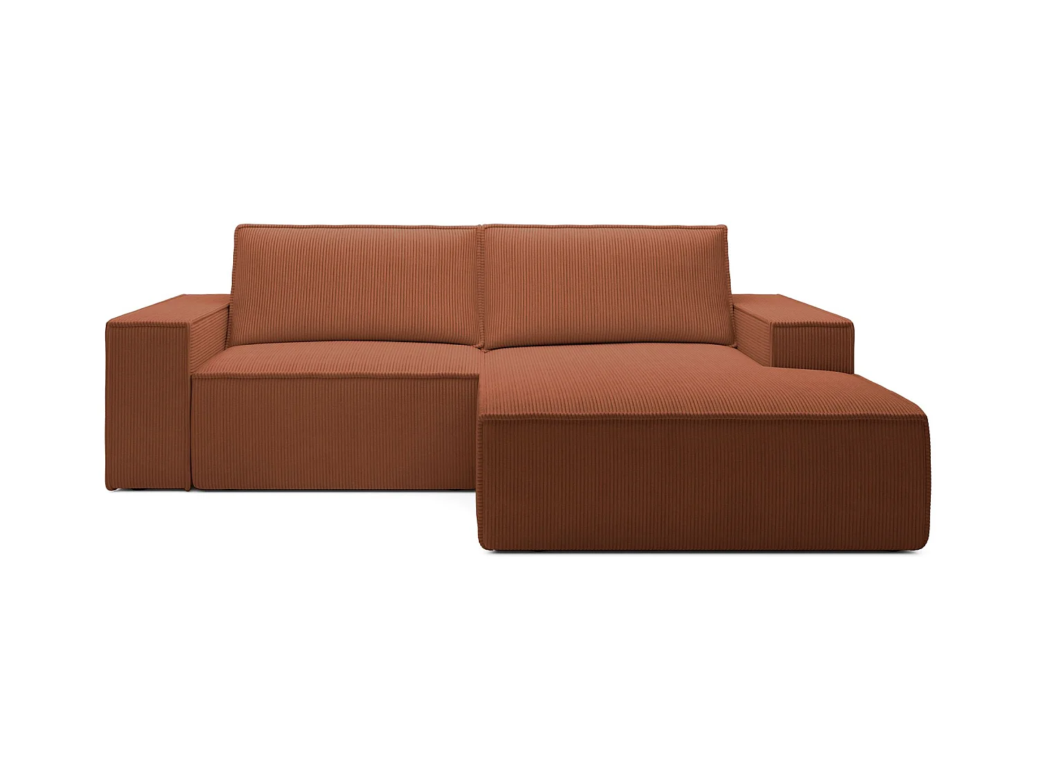 Ecksofa mit Cordbezug – Schlaffunktion und Stauraum – Rostrot – rechts – FARESE MINI