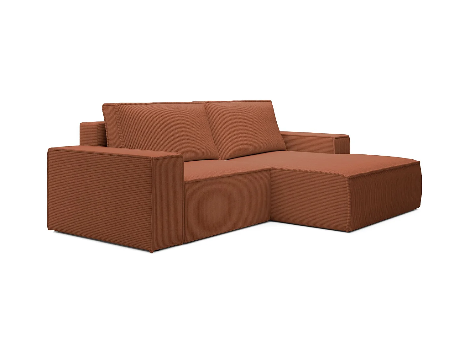 Ecksofa mit Cordbezug – Schlaffunktion und Stauraum – Rostrot – rechts – FARESE MINI