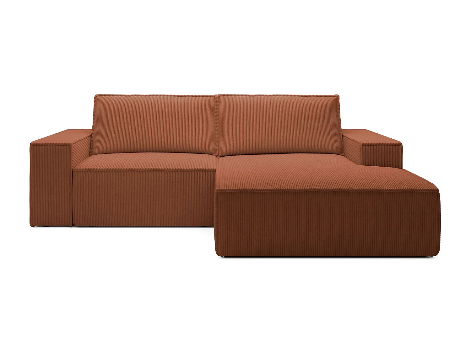 Ecksofa mit Cordbezug – Schlaffunktion und Stauraum – Rostrot – rechts – FARESE MINI