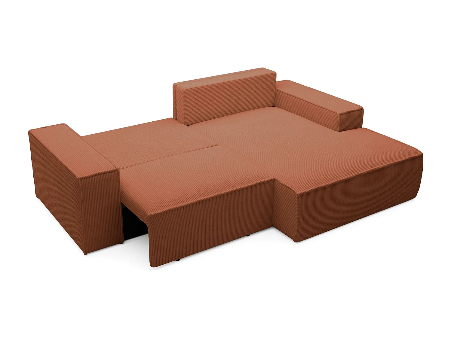 Ecksofa mit Cordbezug – Schlaffunktion und Stauraum – Rostrot – rechts – FARESE MINI