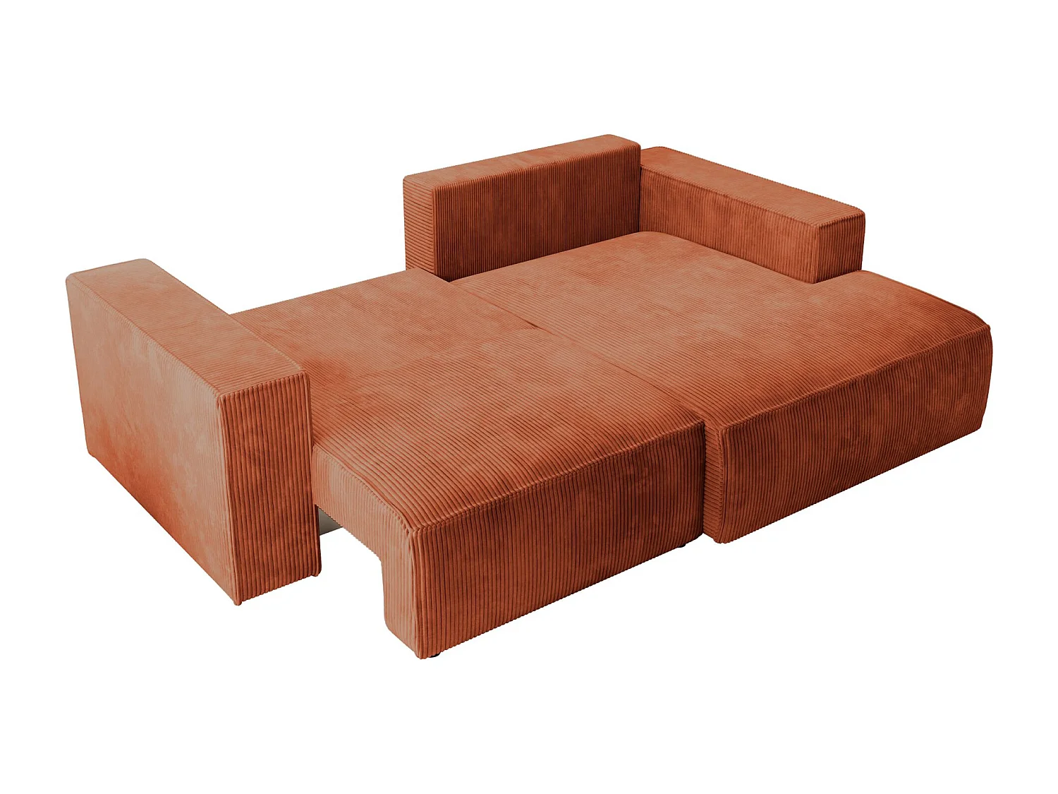 Canapé d’angle convertible – en velours côtelé – cuivre – droite – FARESE MINI