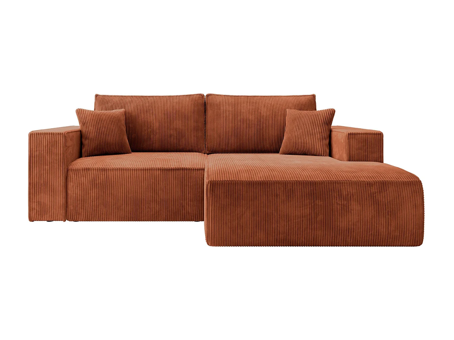 Canapé d’angle convertible – en velours côtelé – cuivre – droite – FARESE MINI