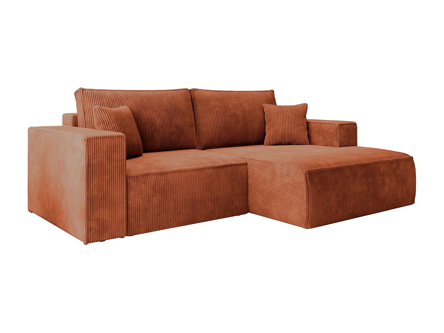 Canapé d’angle convertible – en velours côtelé – cuivre – droite – FARESE MINI