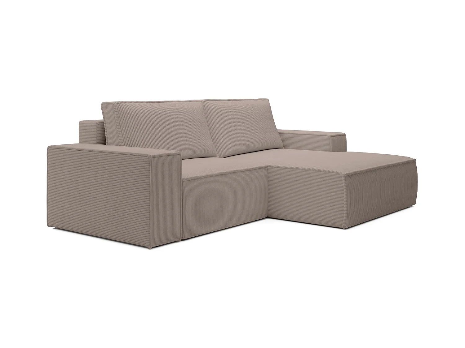 Canapé d’angle convertible – en velours côtelé – beige – droite – FARESE MINI