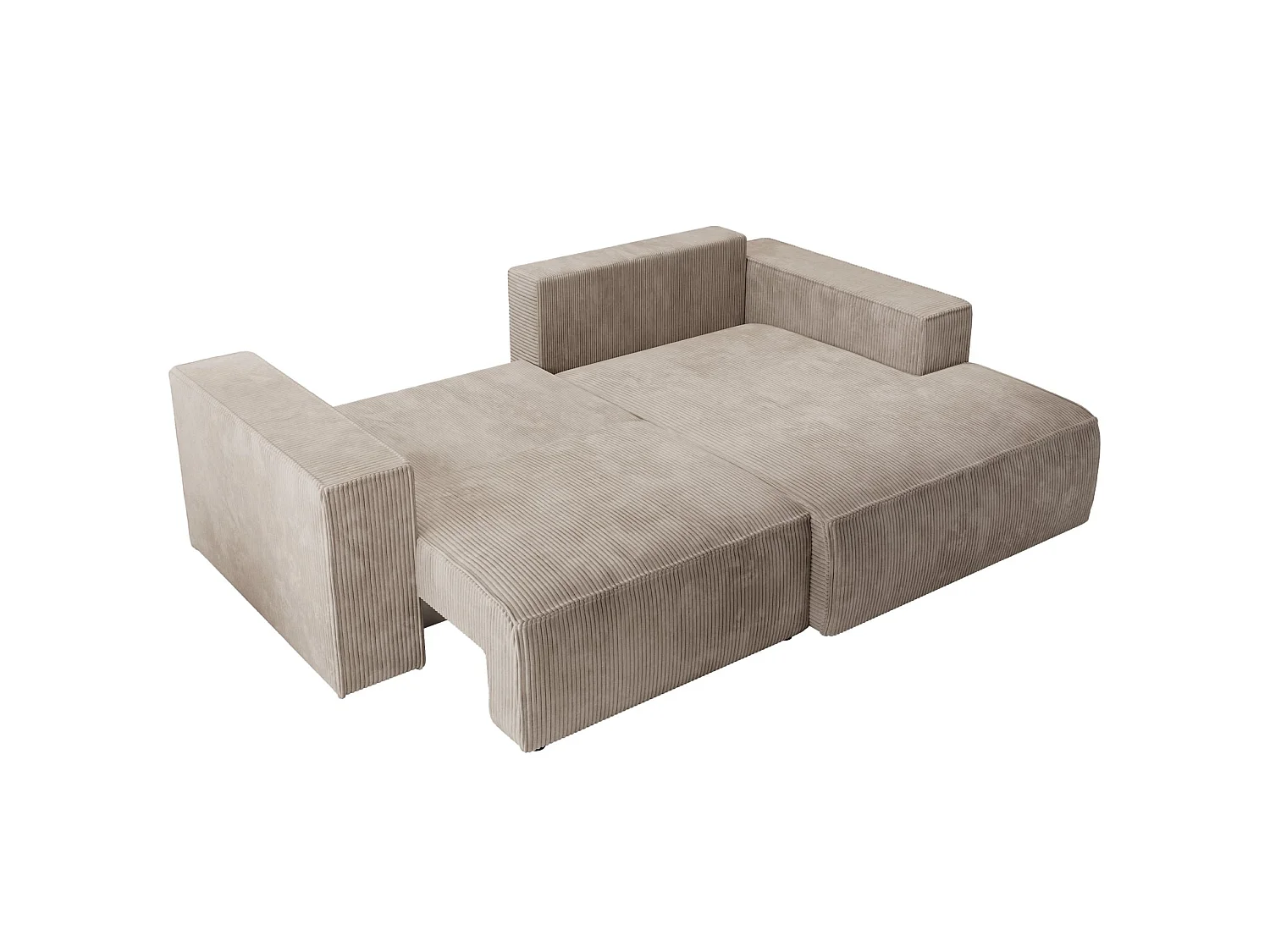Hoekbank met ribfluweel – slaapfunctie en opbergruimte – beige – rechts – FARESE MINI