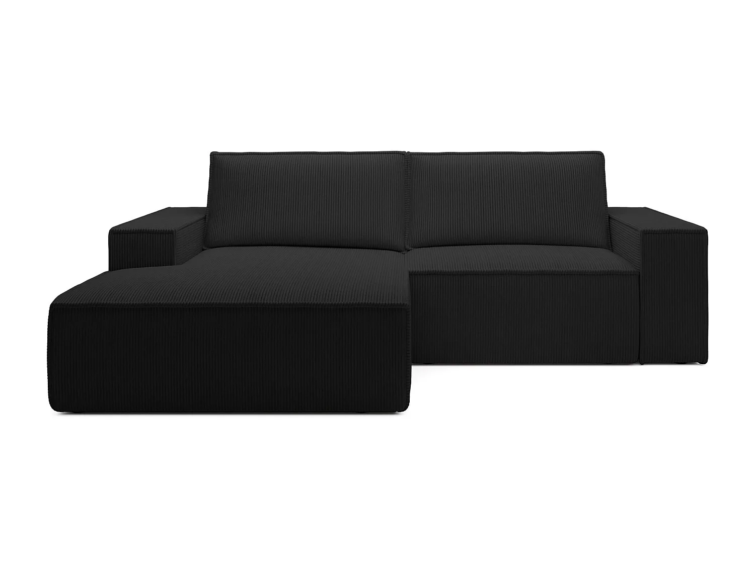 Canapé d’angle convertible – en velours côtelé – noir – gauche – FARESE MINI