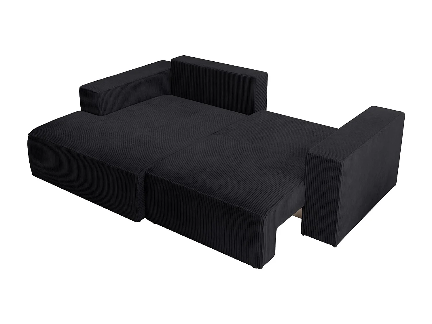 Canapé d’angle convertible – en velours côtelé – noir – gauche – FARESE MINI