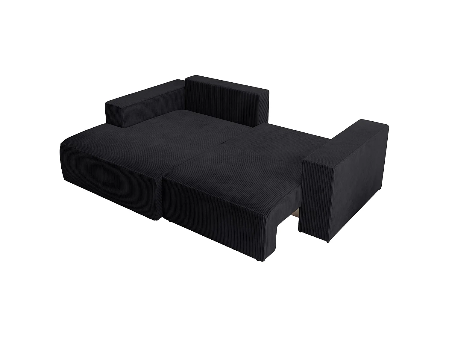 Ecksofa mit Cordbezug – Schlaffunktion und Stauraum – Schwarz – links – FARESE MINI