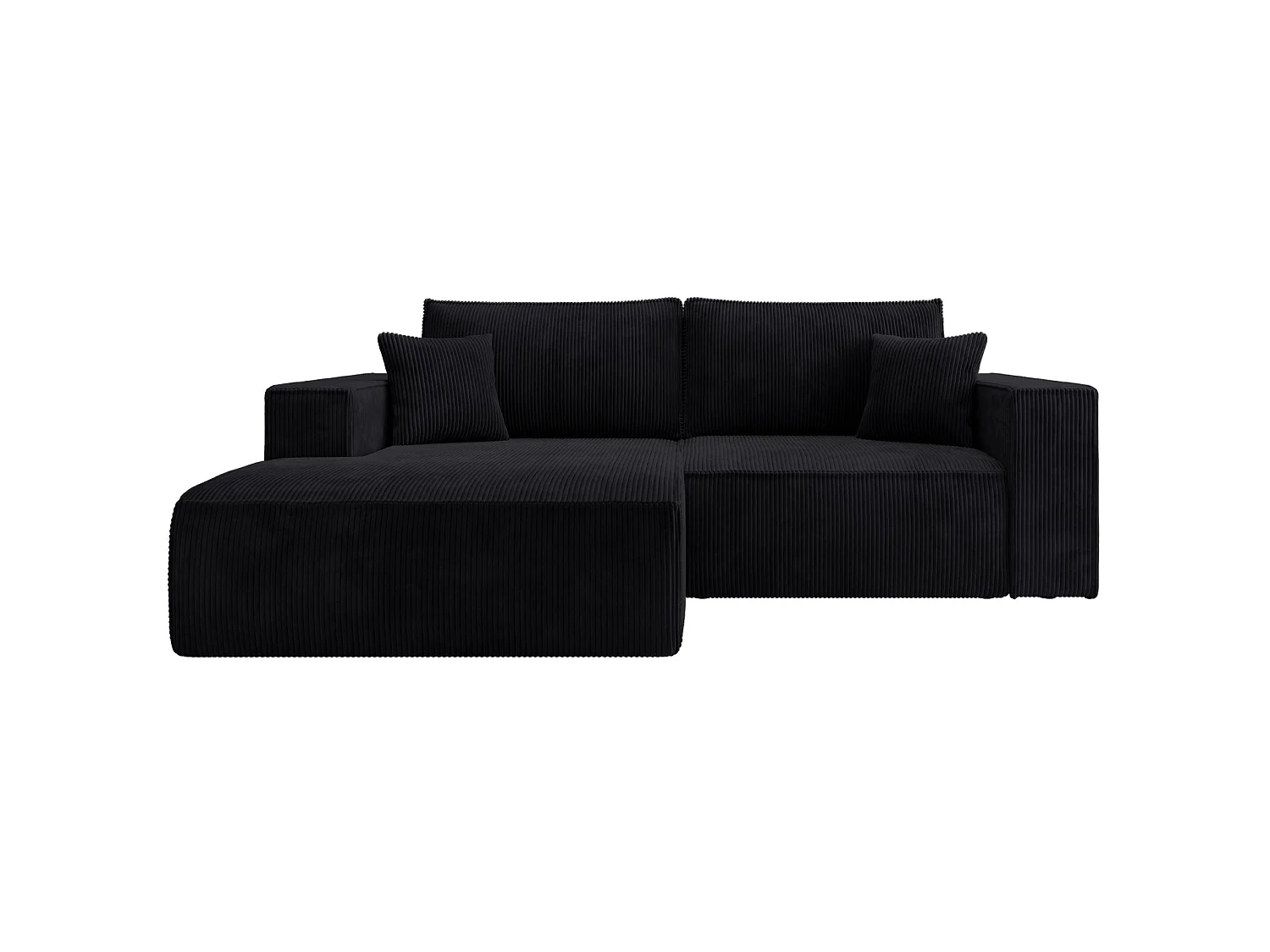 Ecksofa mit Cordbezug – Schlaffunktion und Stauraum – Schwarz – links – FARESE MINI