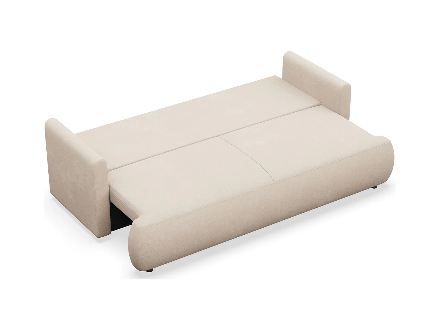 Canapé convertible 3 places – chenille Easy-Clean – crème – OVO MINI