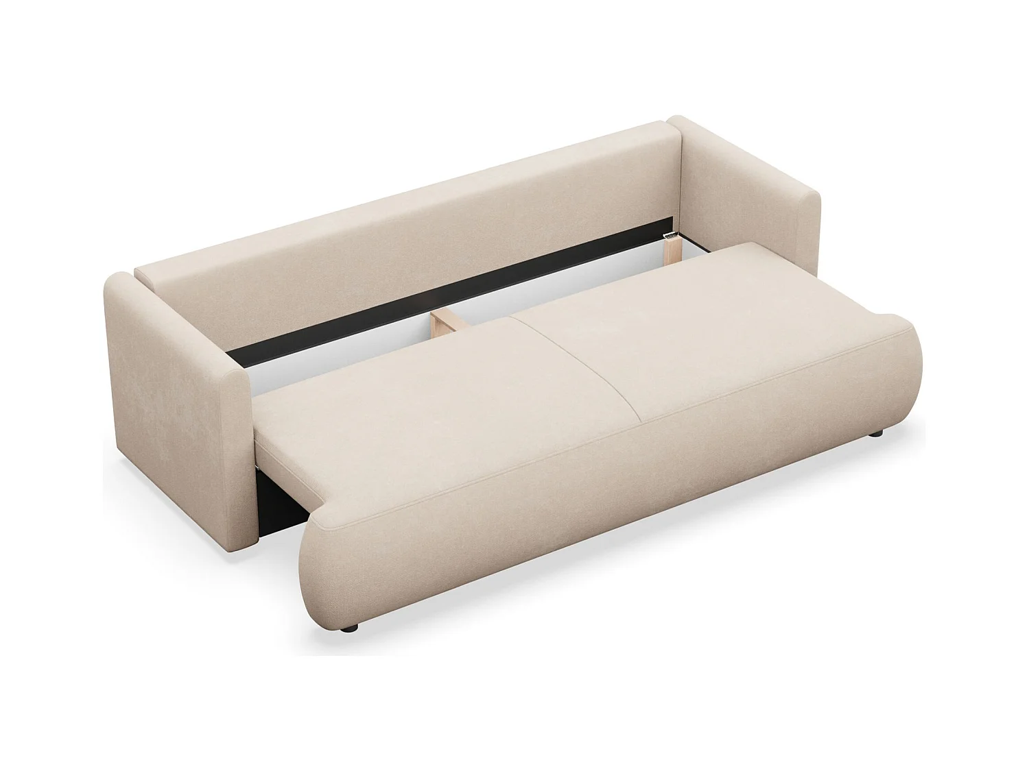 Canapé convertible 3 places – chenille Easy-Clean – crème – OVO MINI