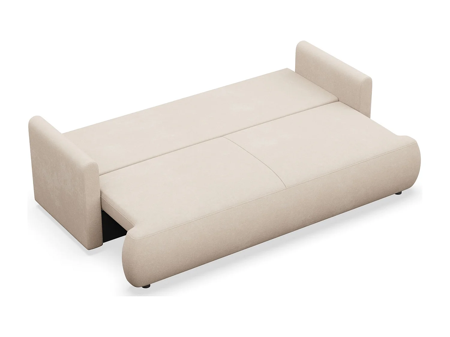 Canapé convertible 3 places – chenille Easy-Clean – crème – OVO MINI