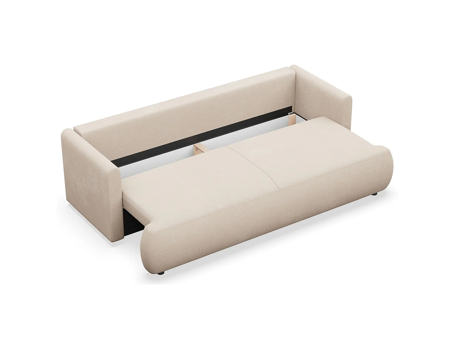 Canapé convertible 3 places – chenille Easy-Clean – crème – OVO MINI