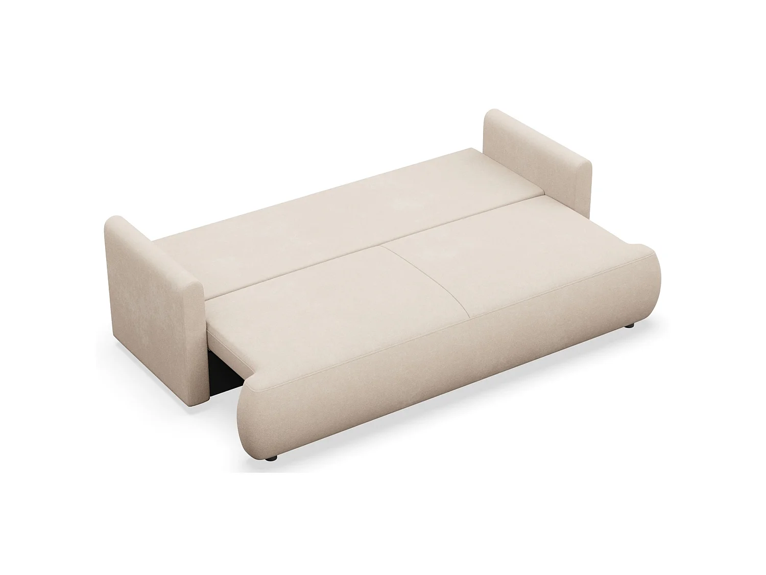Canapé convertible 3 places – chenille Easy-Clean – crème – OVO MINI