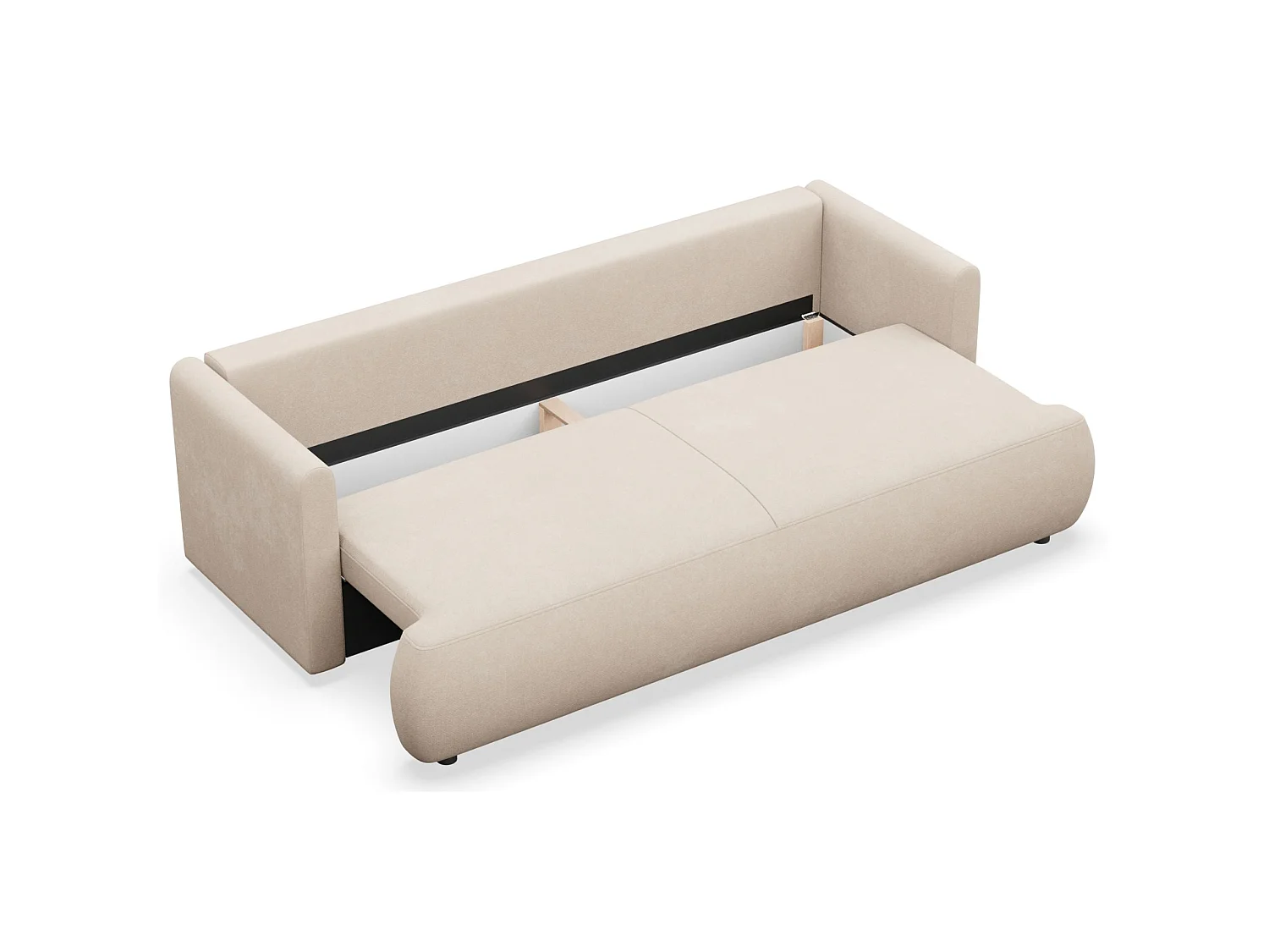 Canapé convertible 3 places – chenille Easy-Clean – crème – OVO MINI