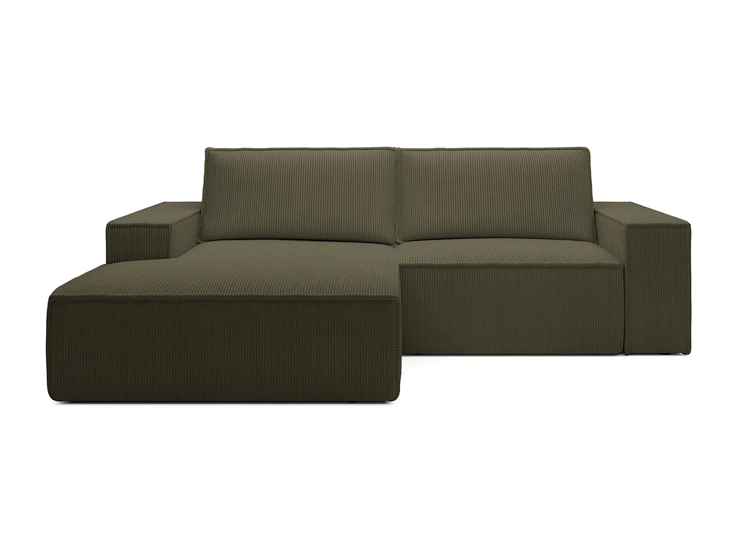 Canapé d’angle convertible – en velours côtelé – vert olive – gauche – FARESE MINI