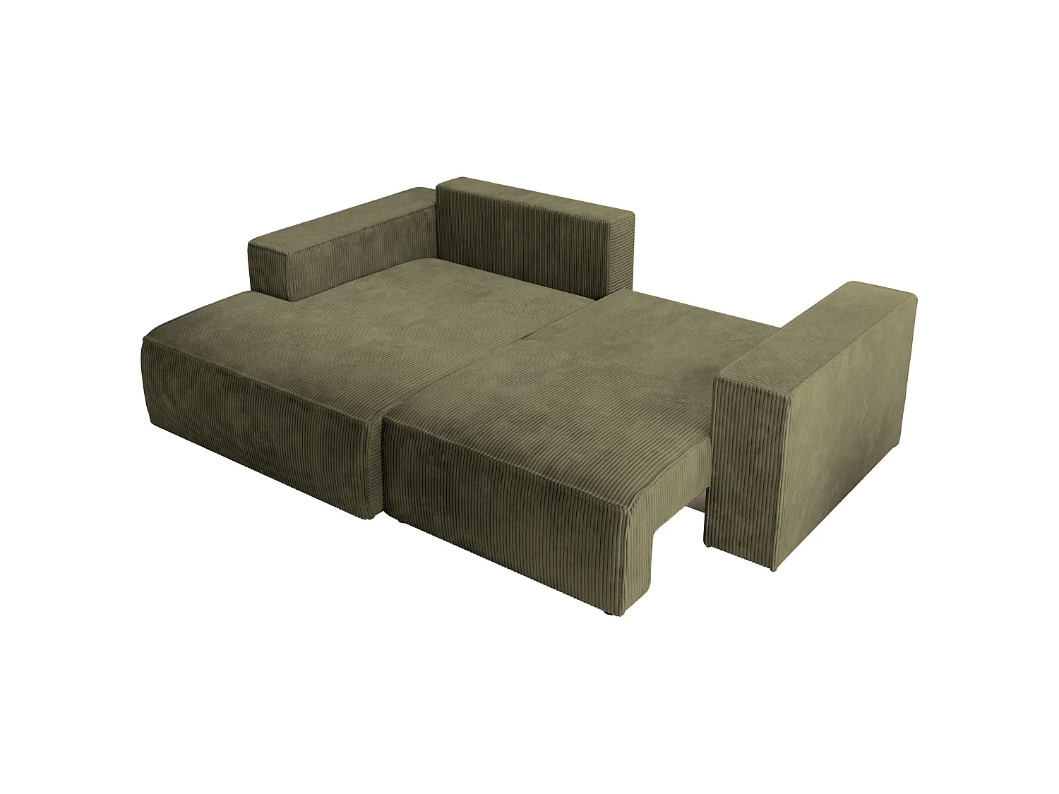 Ecksofa mit Cordbezug – Schlaffunktion und Stauraum – Olivgrün – links – FARESE MINI