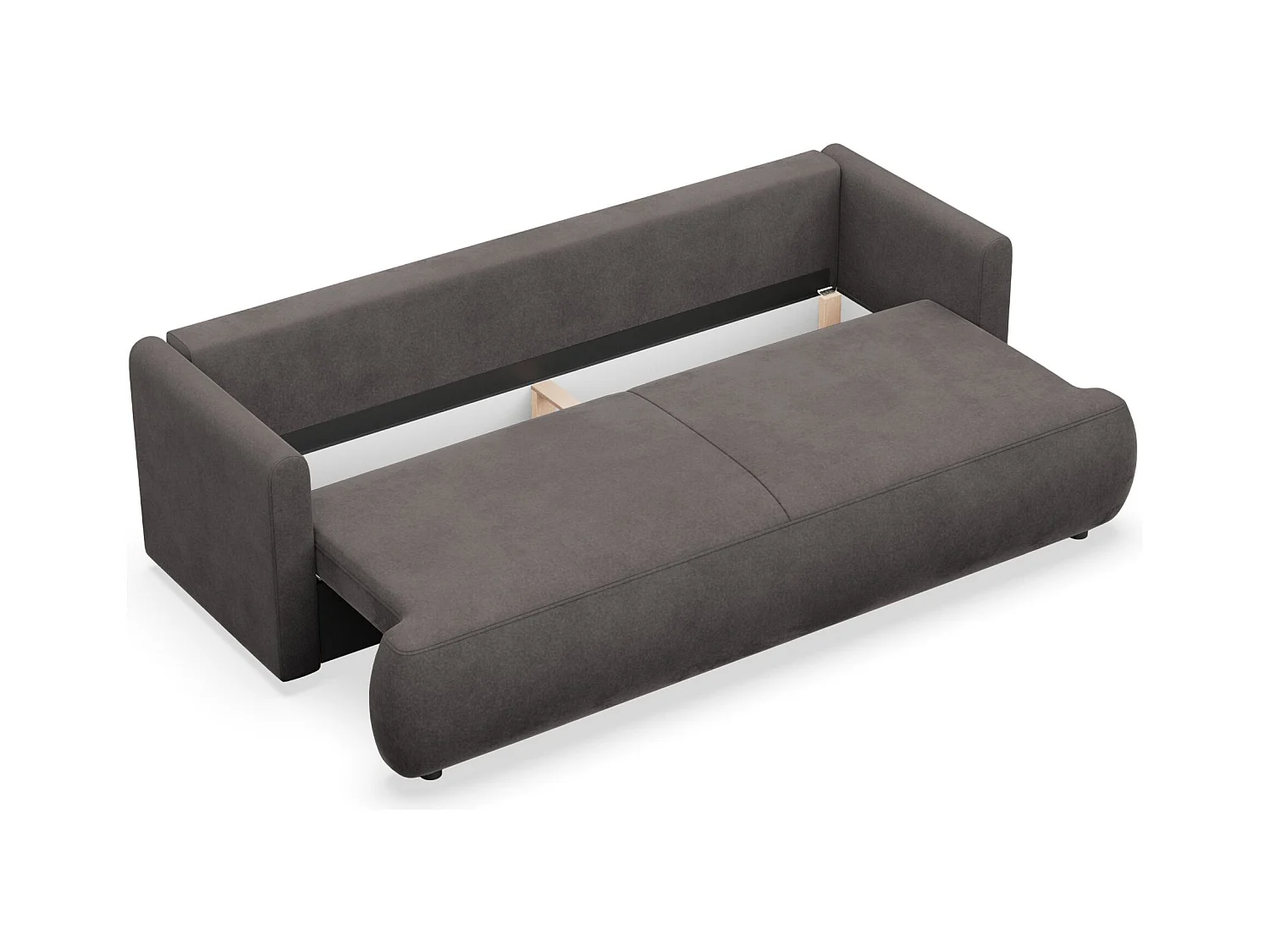 3-zits slaapbank – velours Easy-Clean – donkergrijs – OVO MINI